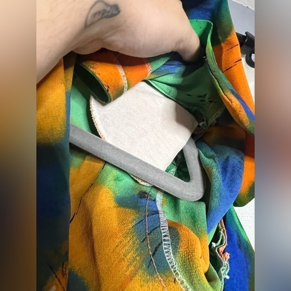 Vintage Orange Blue Green Button Blouse XL - Picture 5 of 6